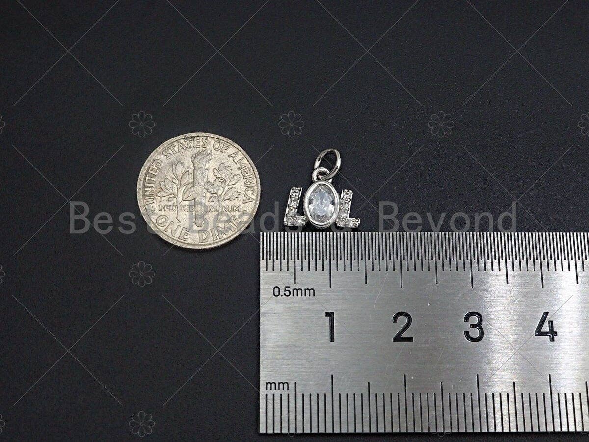 Clear CZ Micro Pave LOL Letter Pendant/Charm, lol charm,10x11mm,sku#Y249