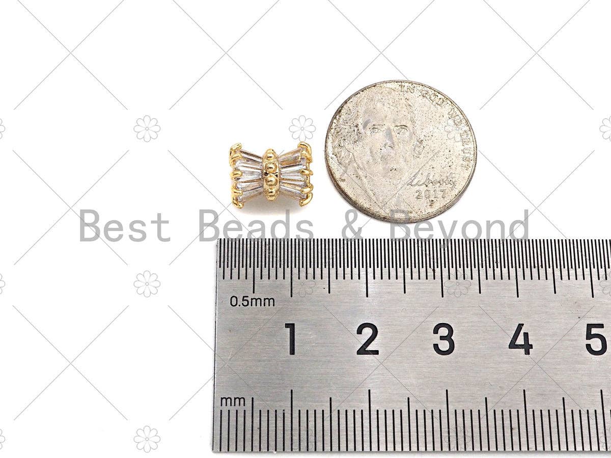 Gold Filled CZ Micro Pave Drum Shape Spacer Beads, 11x9mm, Sku#ZX25