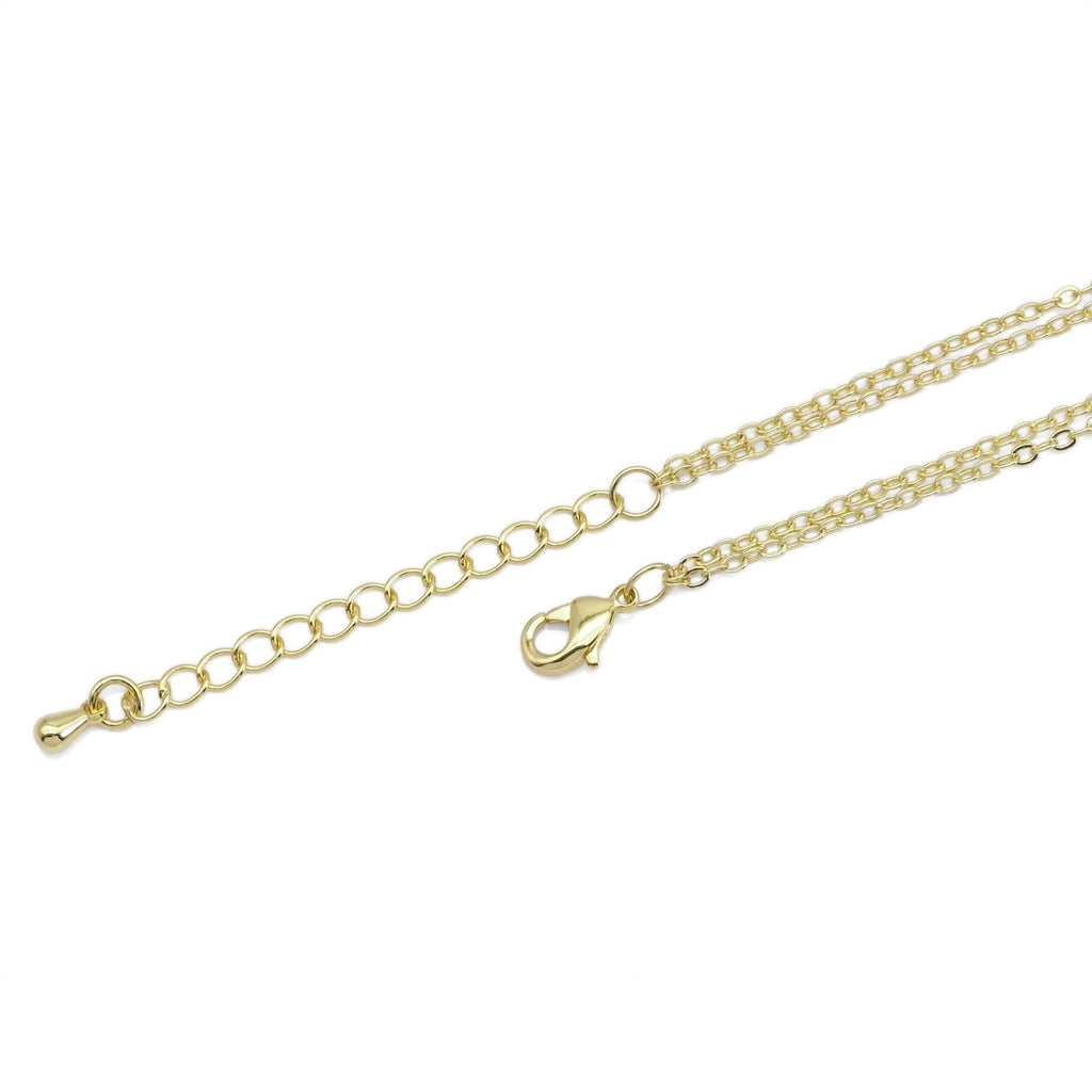 Dainty Gold Round Square Pendant Layering chain Necklace, sku#EF485