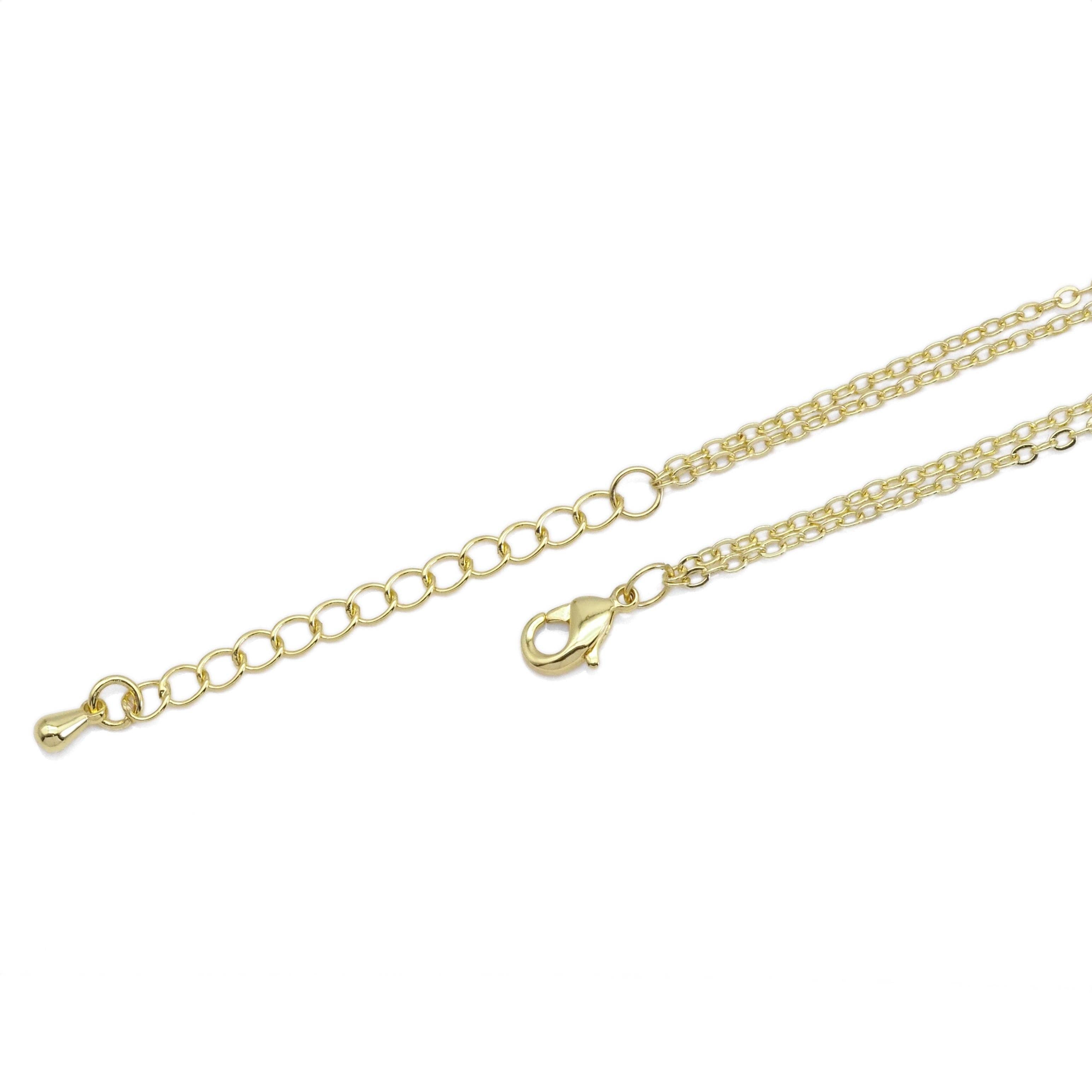 Double Ring Link Bar Layered Necklace, Sku#EF378