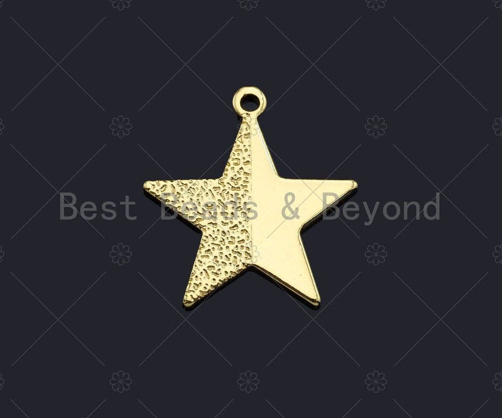 Half Brushed Half Shinny  Star Charm/Pendant, Star Shape Charm, Gold Star Pendant, Gold plated charm, 15mm, Sku#Y327