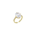 Big Oval Rectangle Clear CZ Gold Adjustable Ring, Sku#LX483