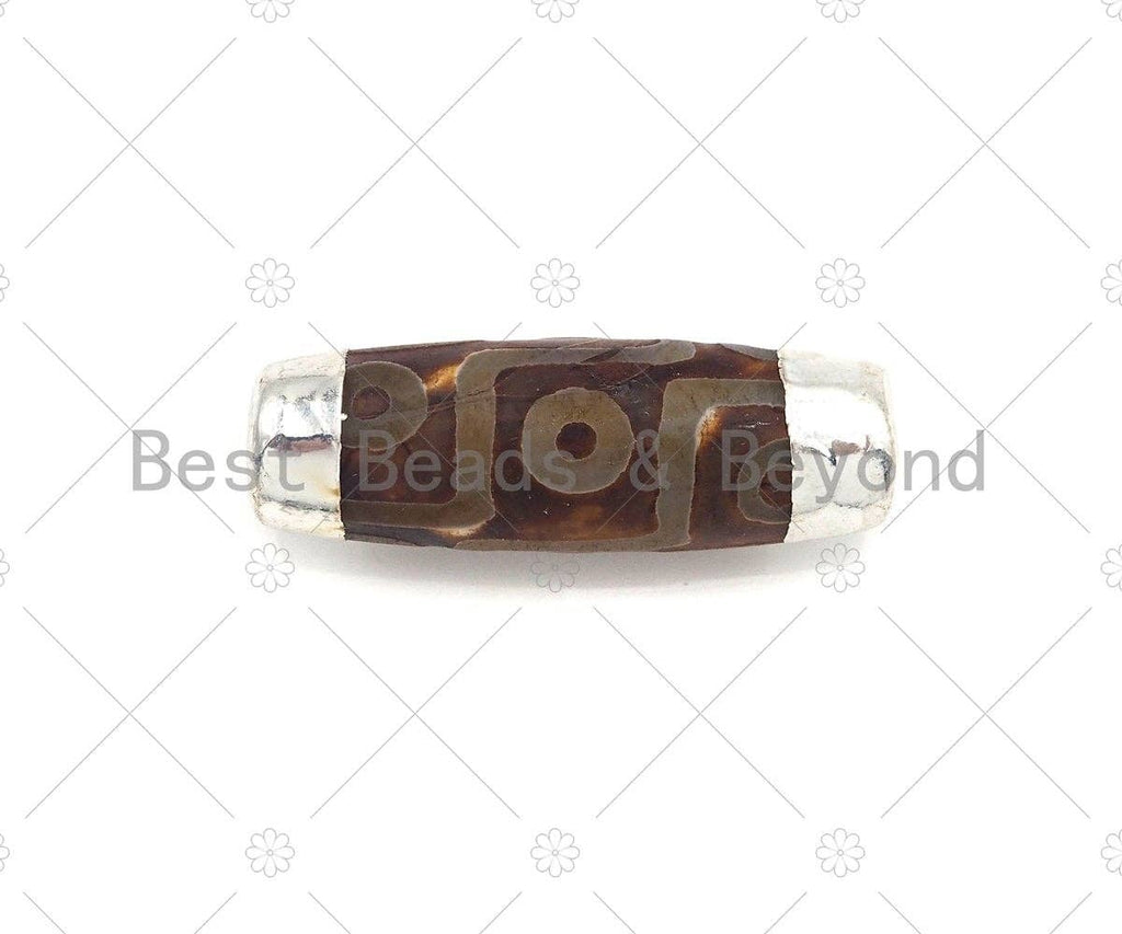 Tibetan Agate Barrel Shape Spacer Beads, 14x41mm, Sku#U961