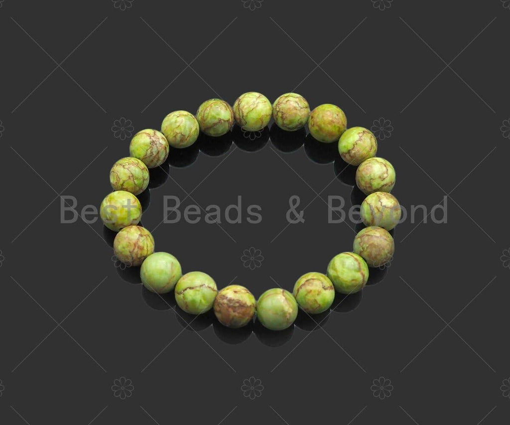 Green African Turquoise Stretchy Bracelet, Sku#U1123