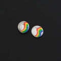 Rainbow On White Pearl Charm/Spacer Beads, Sku#Y889
