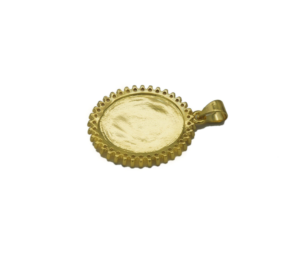 CZ Virgin Mary On Oval Charm, Sku#LK649