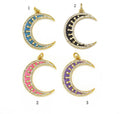 CZ Enamel Cresent Moon Star Charm,Sku#Z1393