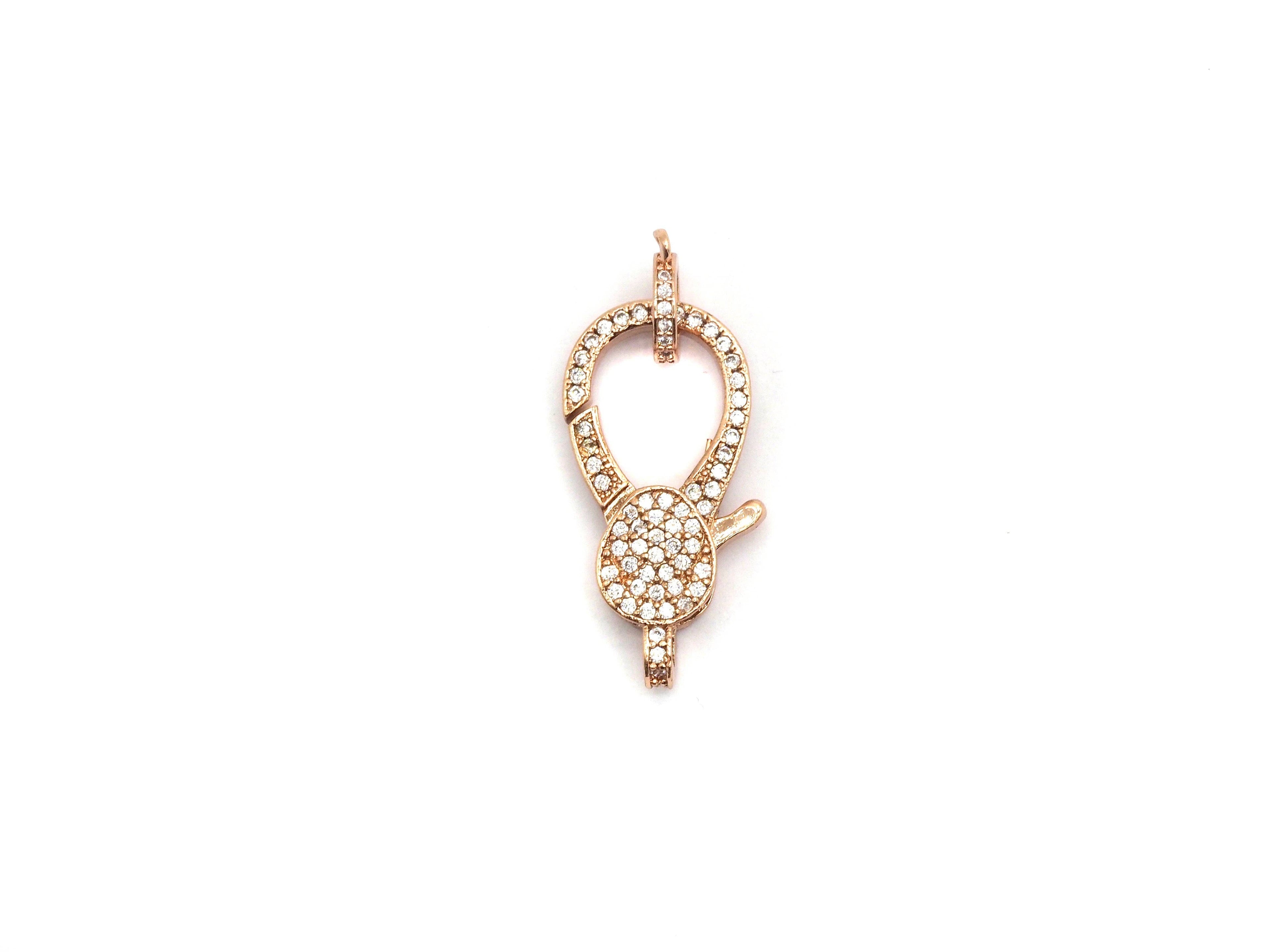 CZ Micro Pave Lobster Claw Clasp, 13x25mm, CZ Pave Clasp, Rose gold/Gold/Silver/Black, sku#H148