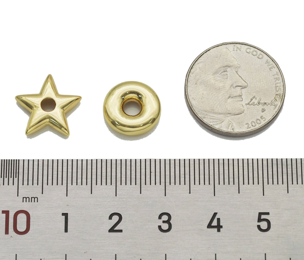 Gold Heart Five Star Round Ring Rhombus Spacer Charms, Sku#LX172