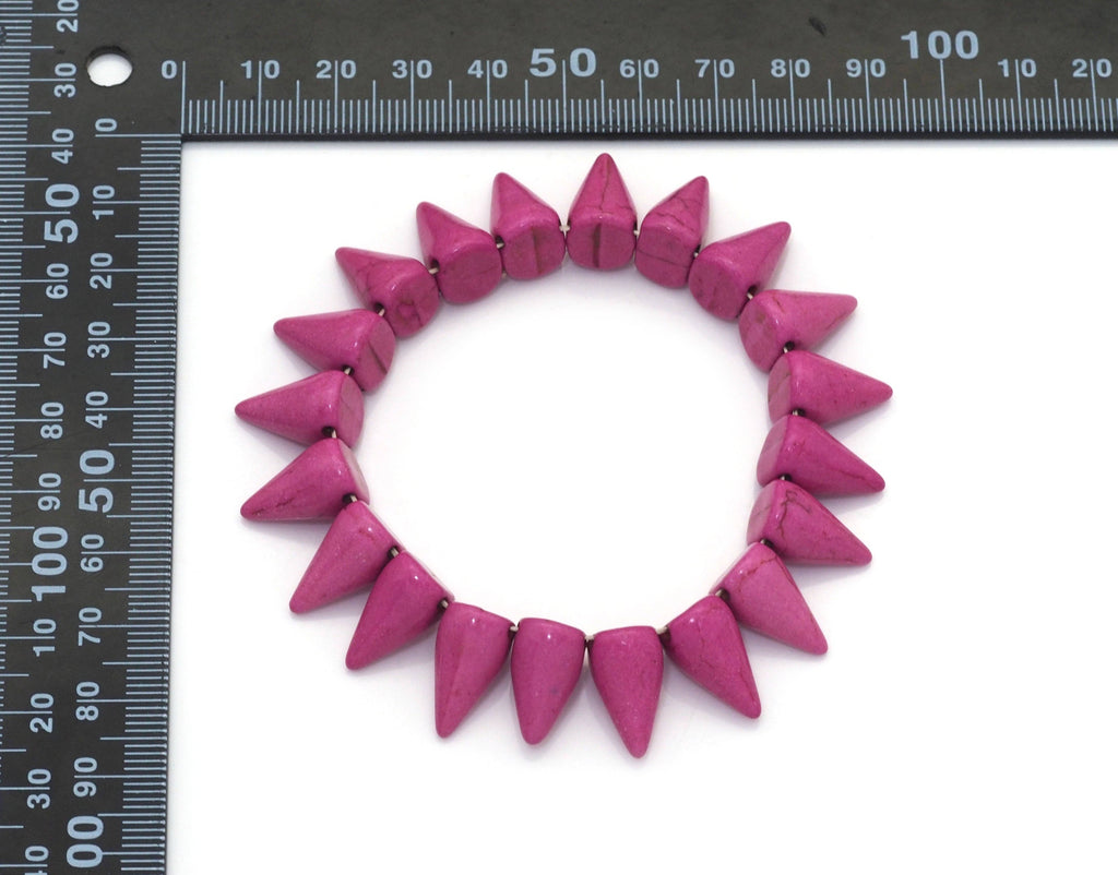 Fuchisa Turquoise Circular Cone Shape Stretch Adjustable Bracelate, Sku#U1457