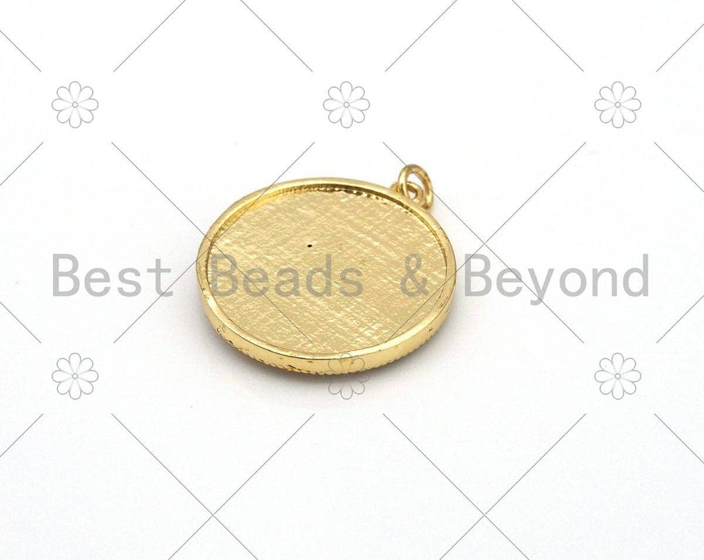 Gold Angle On Sky Blue Enamel Round Coin Shape Pendant, 18K Gold Filled Angel Charm,Necklace Bracelet Charm Pendant, 24x27mm,Sku#L625