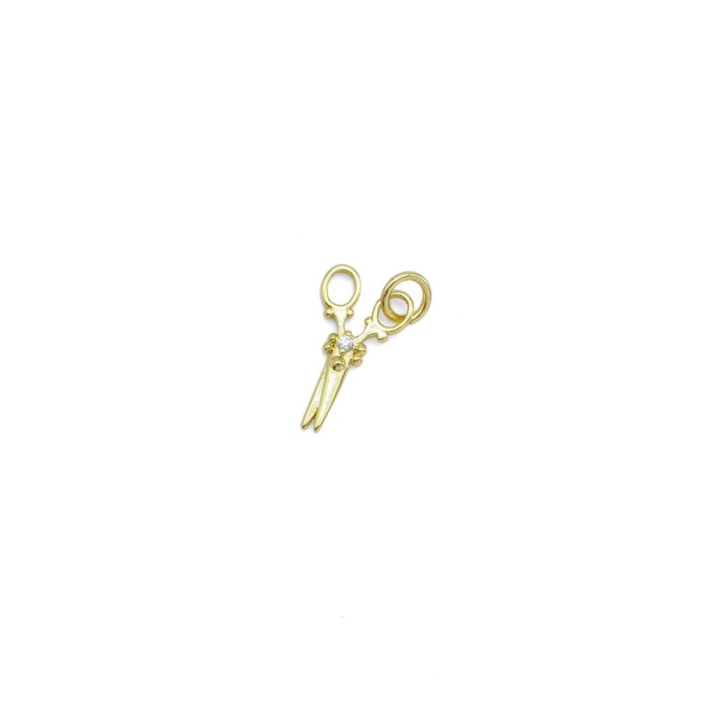 CZ Gold Scissor Charm, Sku#Y871
