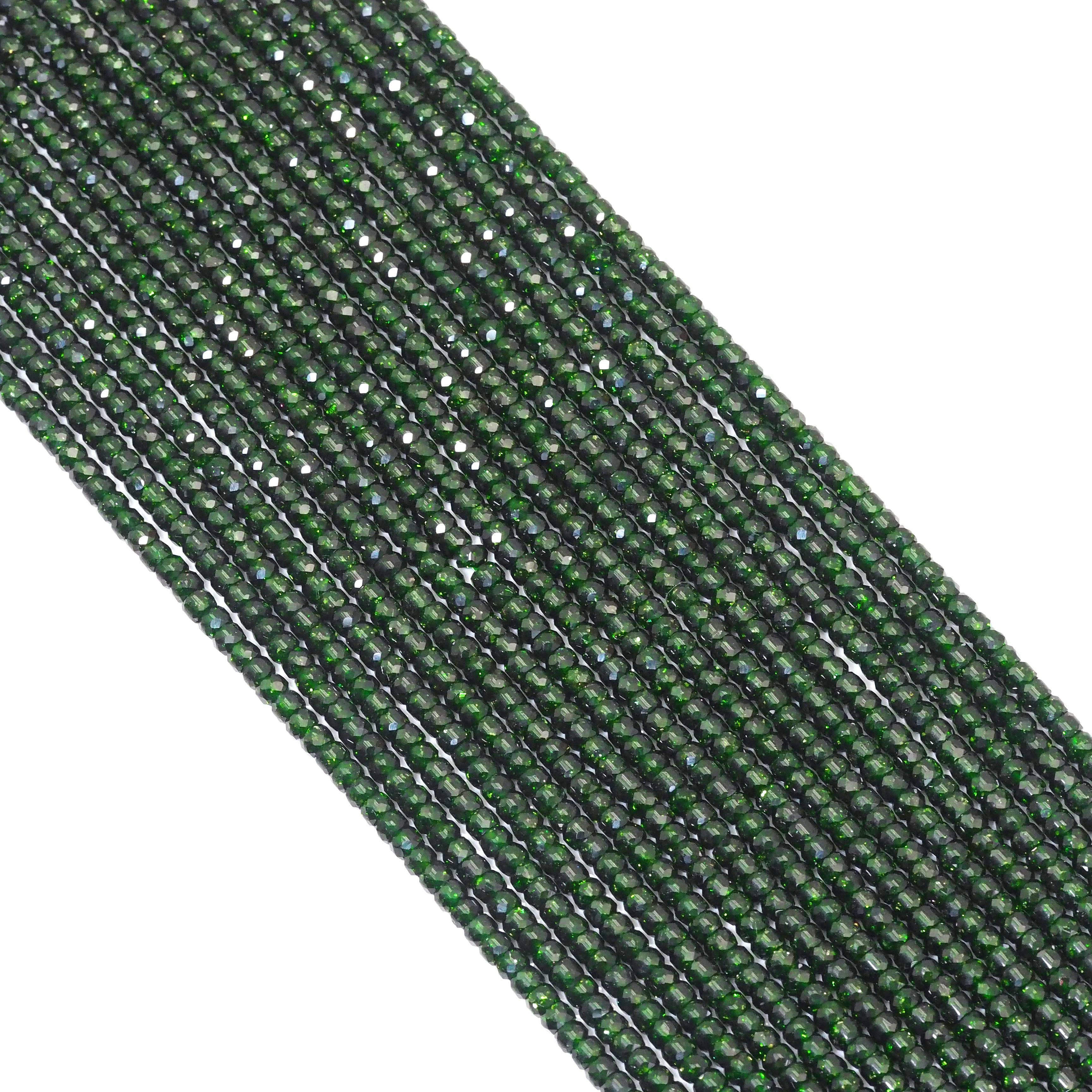 Green Goldstone Faceted Rondelle Beads, 2x3mm, Sku#U1634