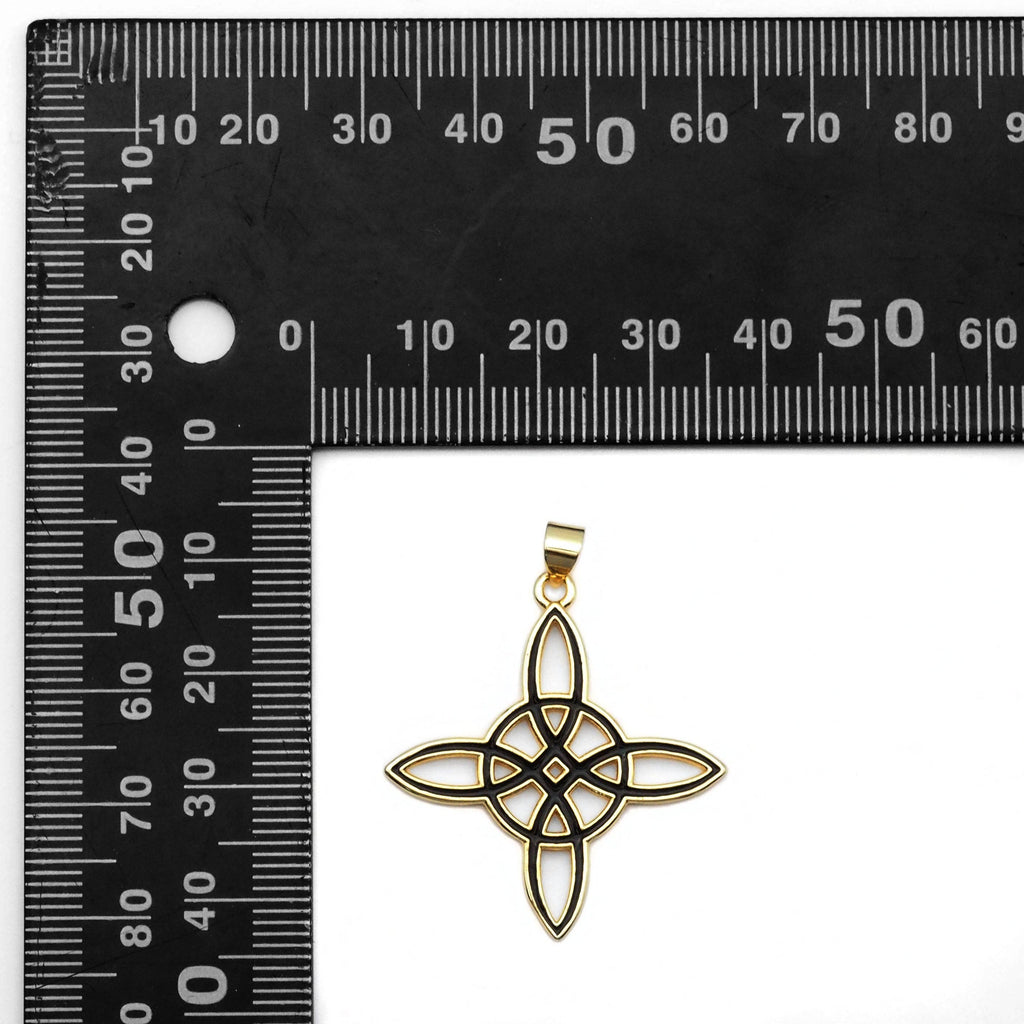 Black white enamel Chinese Knot Flower Charm, Sku#LK822