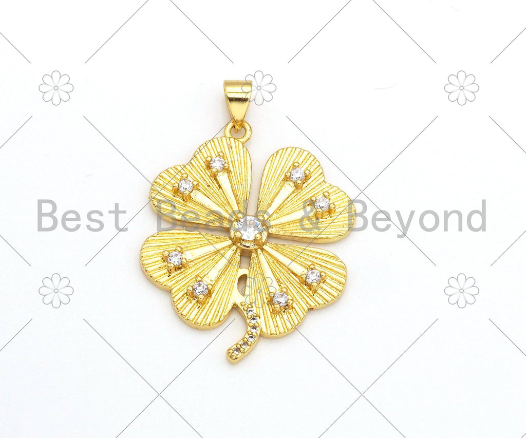 CZ Micro Pave Clover Shamrock Shape Pendant/Charm, Sku#LK374