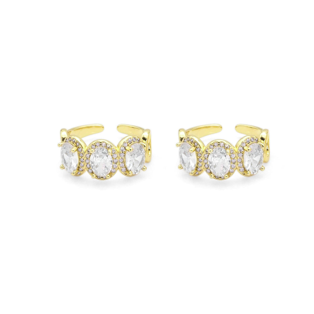 Gold Big Oval CZ Adjustable Ring, Sku#LX256