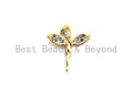 CZ Colorful Micro Pave Fairy Charm/Pendant, Angel Wing Lady Pave Pendant, Gold plated, 16x17mm, Sku#F751