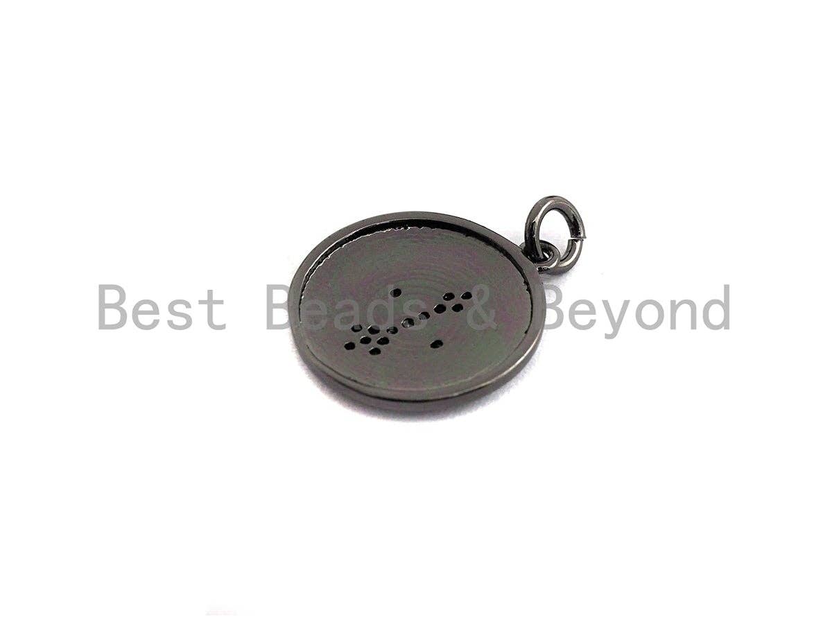 CZ Micro Pave Cross Coin Pendant,Jesus Cubic Zirconia Pendant,Silver/Gold/Rose Gold/Black Tone,16x18mm,Sku#Z428