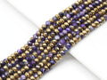 Hlaf Gold Plated Natural Purple Banded Agate Rondelle Faceted Beads, Sku#UA273c
