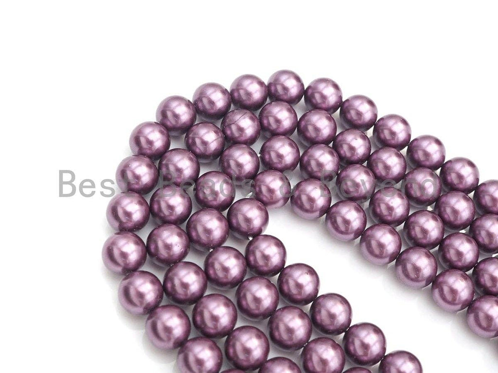 Natural Mother of Pearl Purple Round Smooth beads, 6mm/8mm/10mm/12mm MOP Beads, 15.5inch strand, SKU#T147
