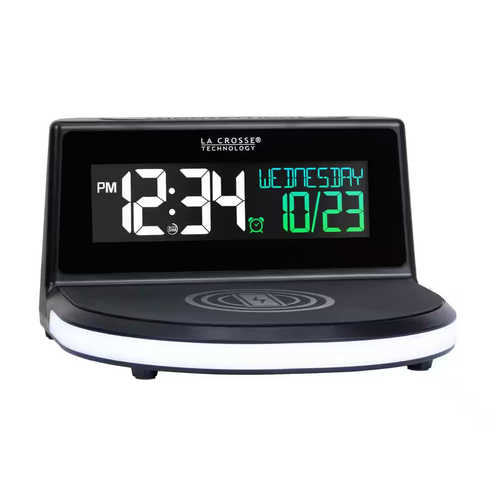 Qi-Certified Wireless Charging Alarm Clock with Glowing Light Base