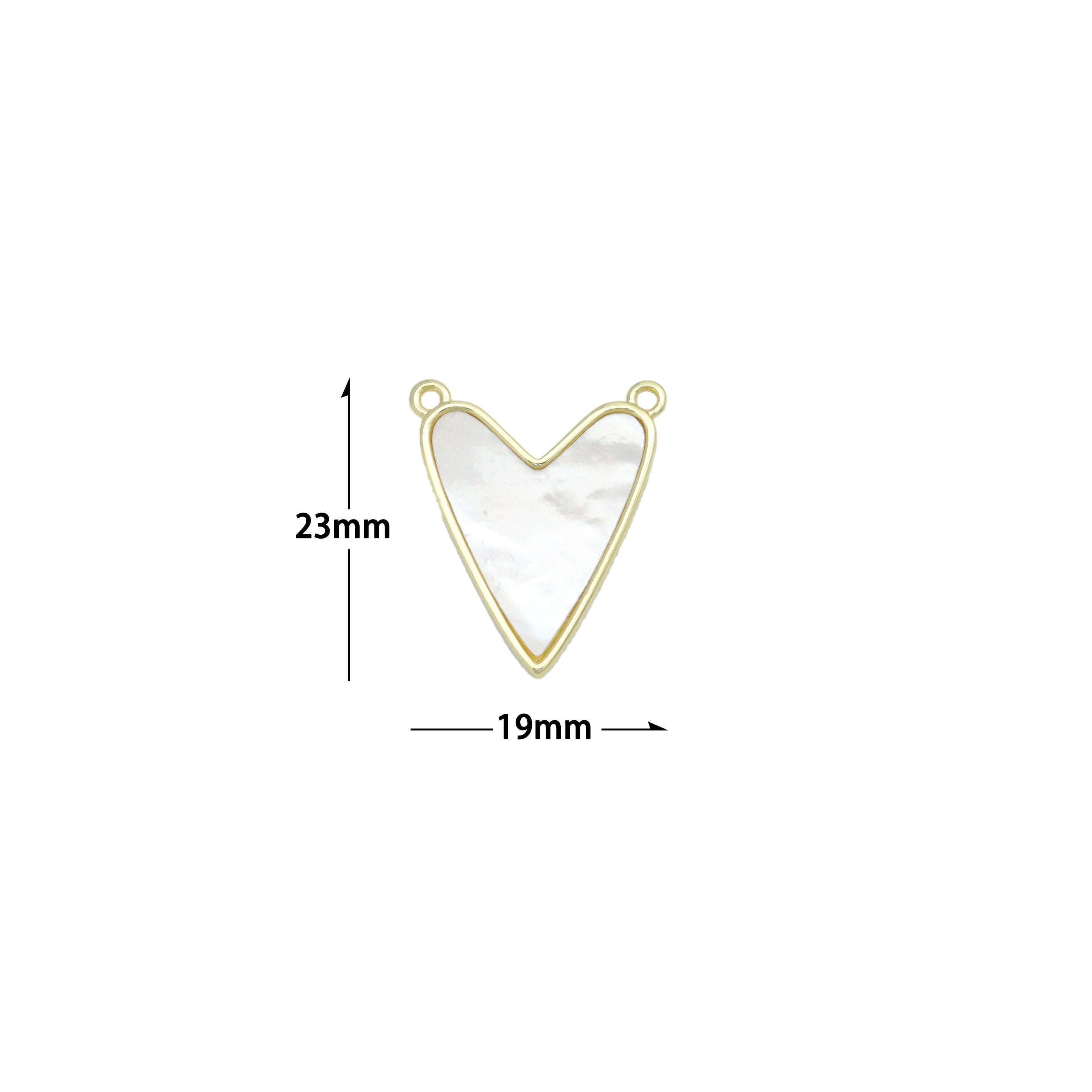 White Mother of Pearl Gold Heart Connector Charm Pendant,Sku#LK1216