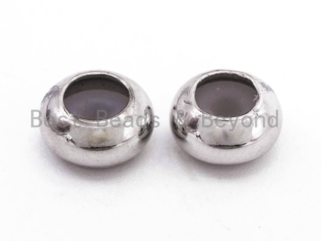 5PCS/10PCS Rondelle Rubber Stopper beads, 8mm Stopper beads 1mm Hole, CZ Spacer beads charm holder, Bracelet Necklace DIY SKU#N42