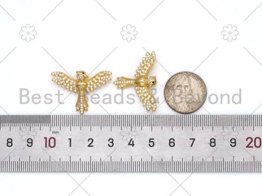 Clear CZ Micro Pave Bird Shape Pendant,18K Gold Filled Bird Charm, Necklace Bracelet Charm Pendant,30x22mm, Sku#Z1407