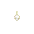 Clear CZ Double sided Mother of Pearl Gold flower Charm Pendant,Sku#LX881