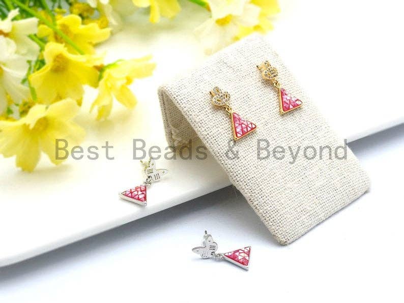 Natural Aqua Blue Shell Triangle Shape Charm, Sku#Z308