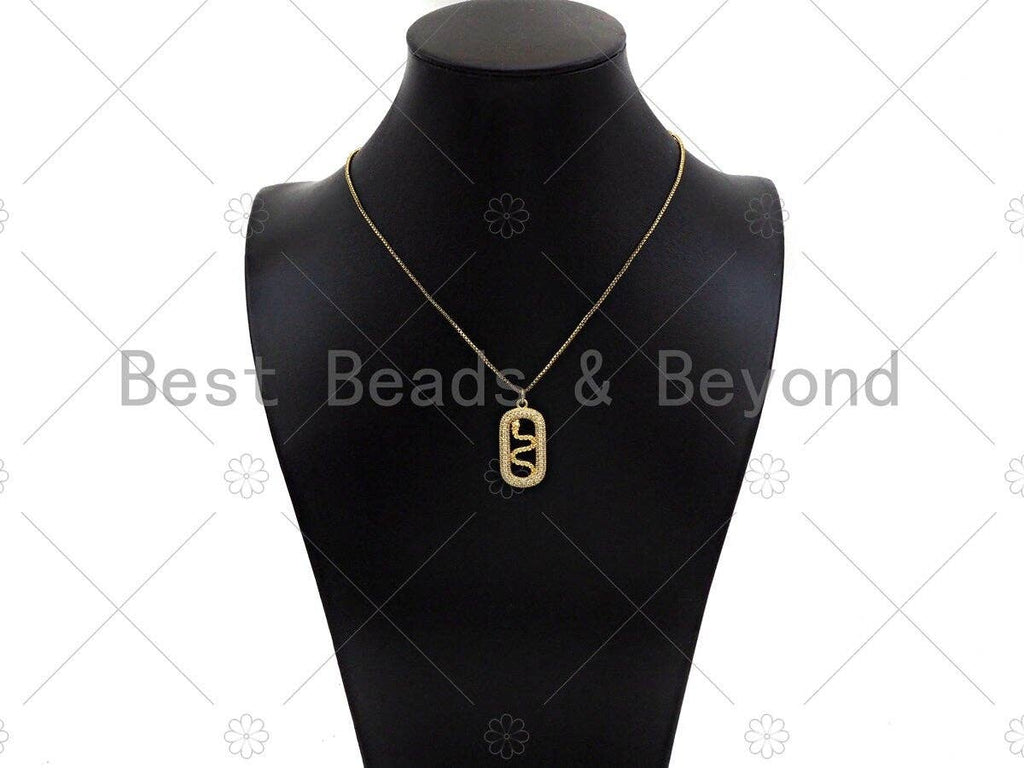 CZ Micro Pave Snake On Oval Shape Pendant/Charm,Cubic Zirconia Gold Charm, Necklace Bracelet Charm Pendant,15x28mm, Sku#LD31