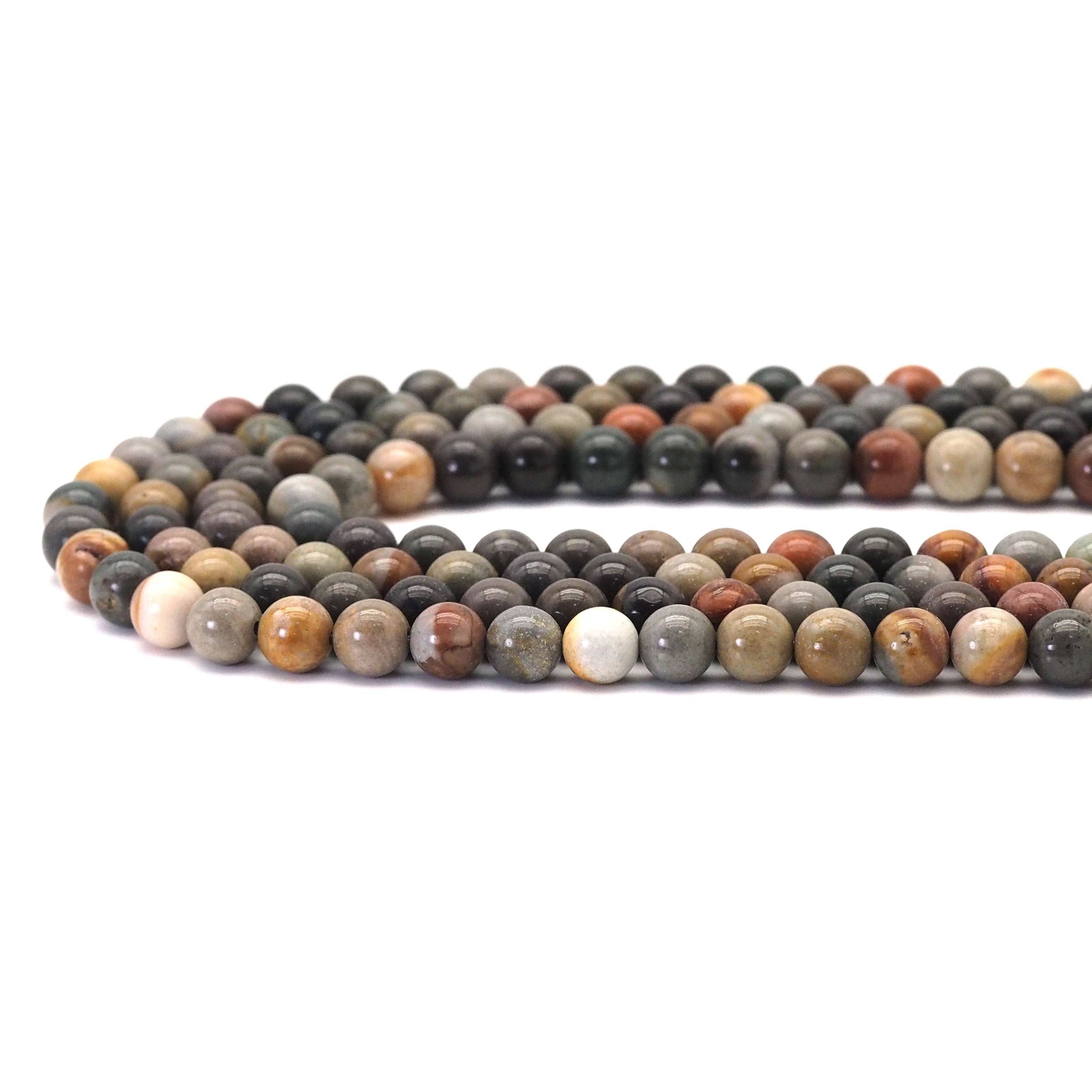 American Picture Jasper Round Smooth Beads, Sku#U1726