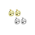 Gold Silver Hammered Curved Half Ball Stud Earrings, Sku#LD571