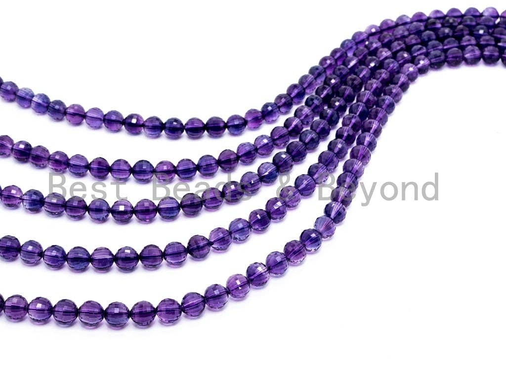 Special Cut Quality Natural Amethyst Round Faceted beads, 6mm/8mm/10mm/2mm, Loose Dark Puple Gemstone Beads, 15.5 inch strand, SKU#V3C