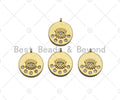 Clear CZ Micro Pave Evil Eye on Disc Pendant/Charm, Lucky Eye Cubic Zirconia Pendant, Real Gold Plated Charm Pendant,18x21mm,Sku#L303