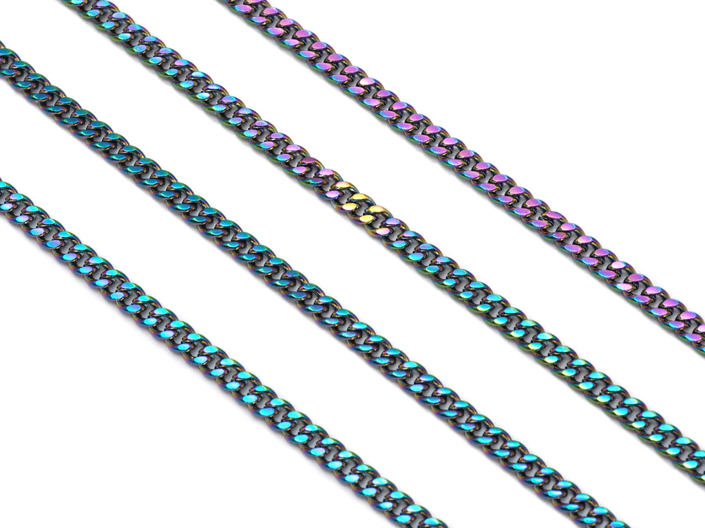 Rainbow Flat Cuban Chain by Yard, sku#LX111