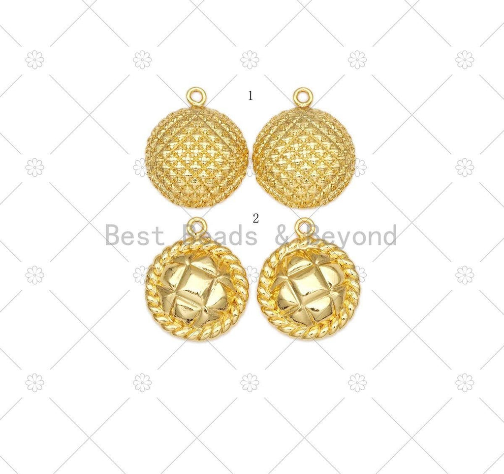 Dainty Gold Round Coin Shape Pendant,  18K Gold Filled Charm, Necklace Bracelet Charm Pendant, 24x20mm,Sku#Y518