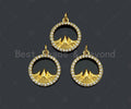 CZ Micro Pave Mountain With Round Ring Pendant/Charm,Cubic Zirconia Mountain Charm, Necklace Bracelet Charm Pendant,13x15mm, Sku#Y396