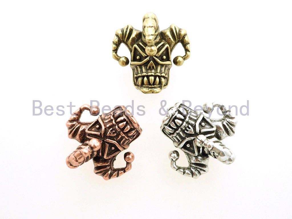 Antique Clown Skull Bead, For 550 Paracord EDC Survival Bracelet, Men's Bracelet Beads, Paracord KeyChain Beads,22x22x19mm,1pc,sku#Y106