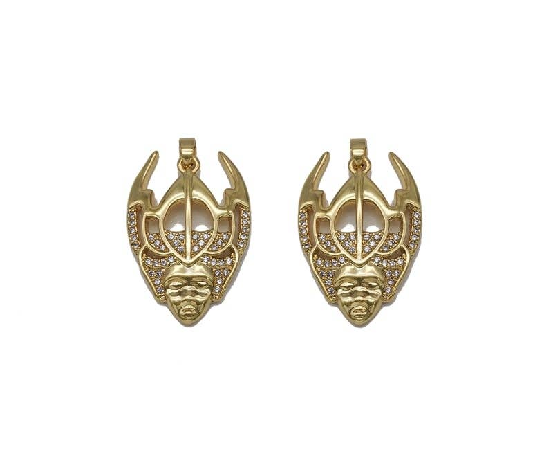 Gold Egyptian Mask Charm, Sku#LX94