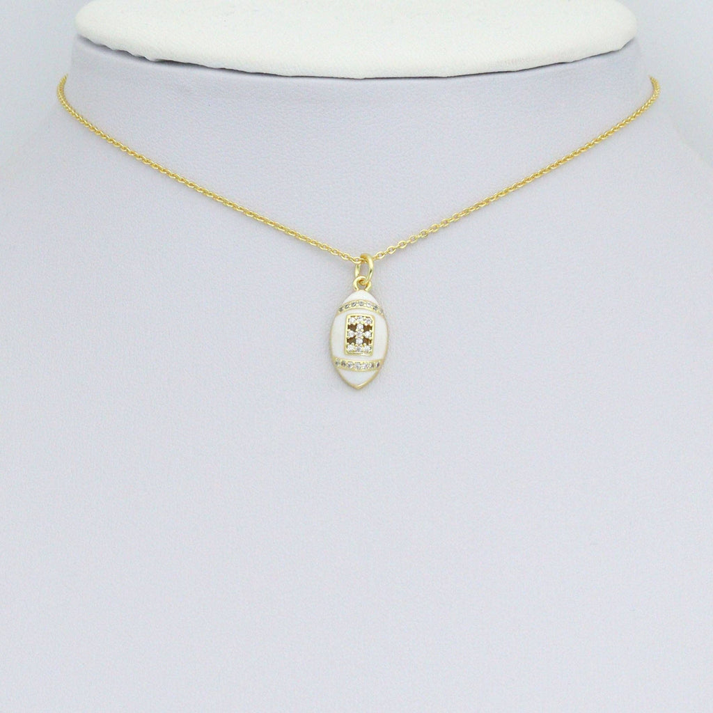 CZ White Enamel Baseball Charm Pendant, Sku#LK1162