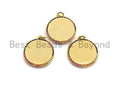 Colorful CZ Micro Pave Round Gold Coin Pendant, Coin Shaped Pave Pendant, Gold plated,21x23mm, Sku#F870