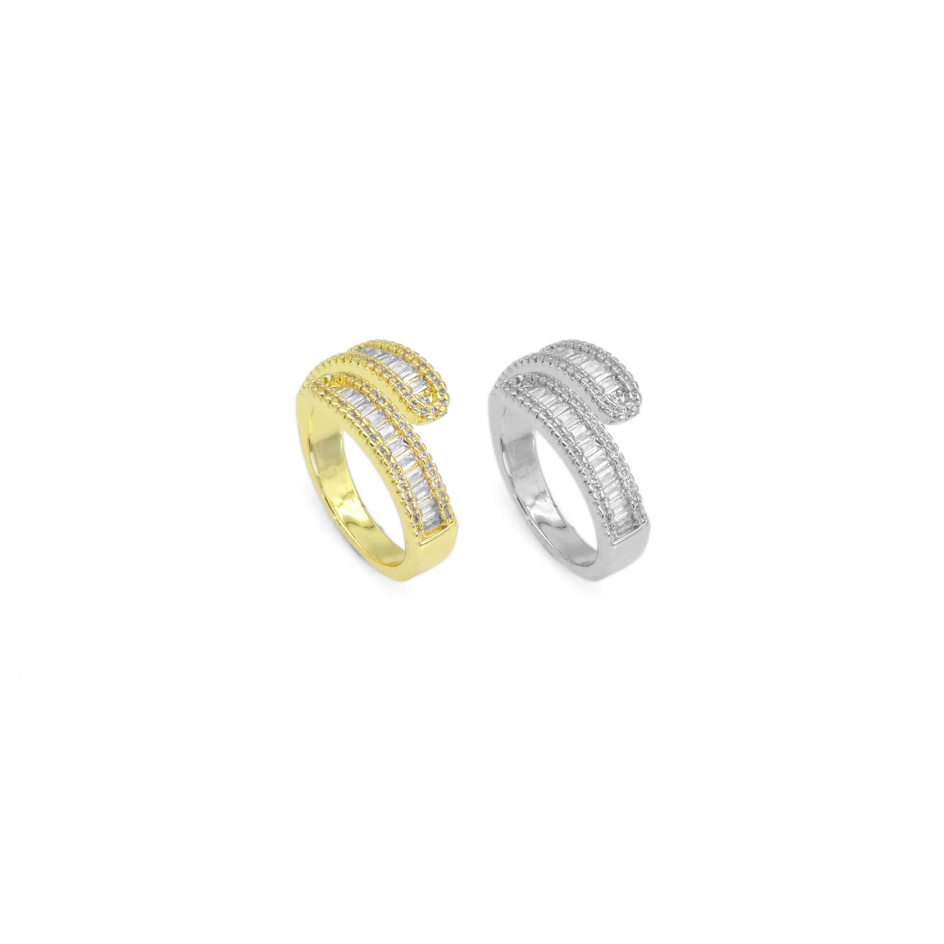 Baguette CZ Wrap Ring, sku#LD214