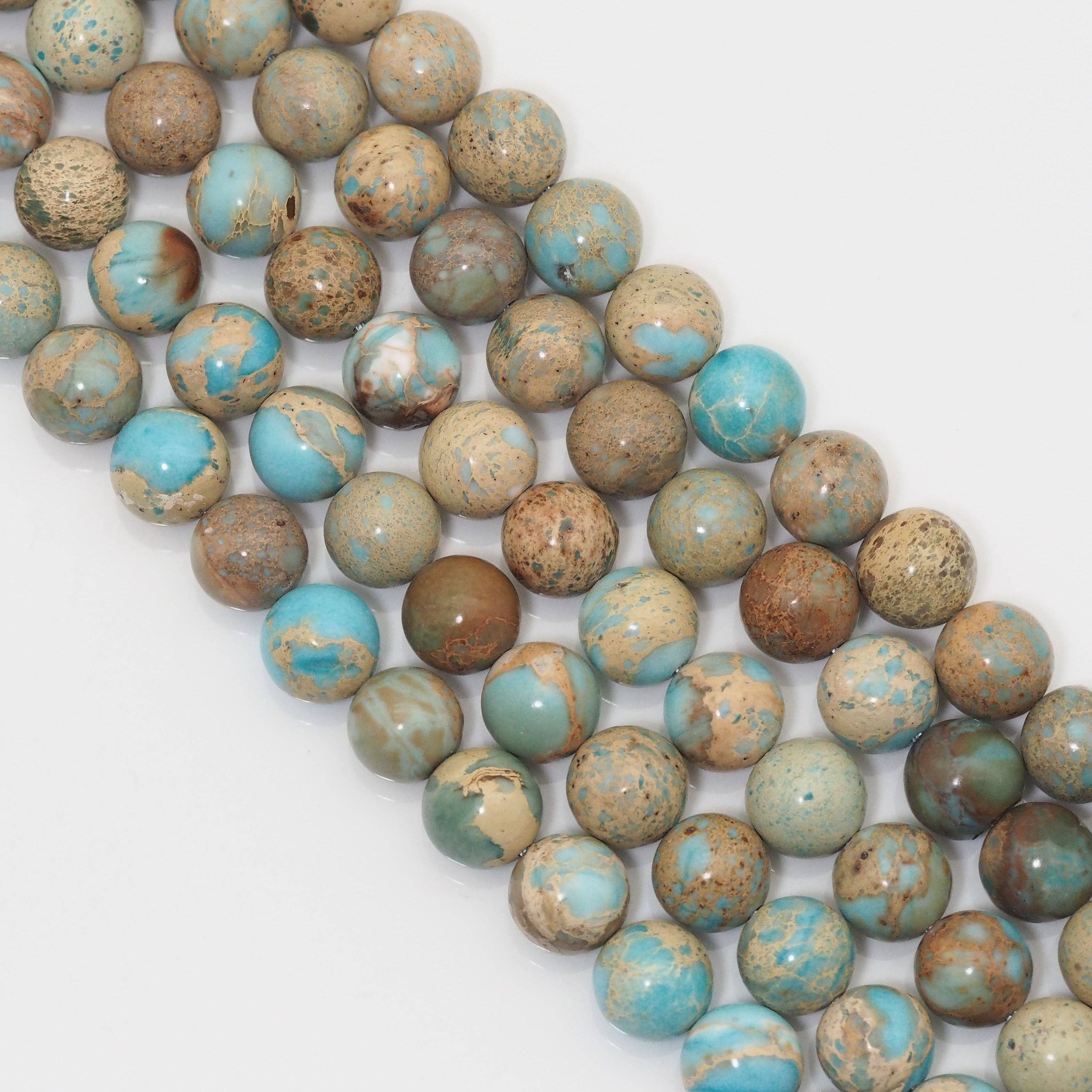 Natural Blue Imperial Jasper, 10mm Round Smooth Beads, Sku#U1605