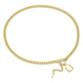 Gold Cuban Link Lock Key Charm Necklace, Sku#EF350