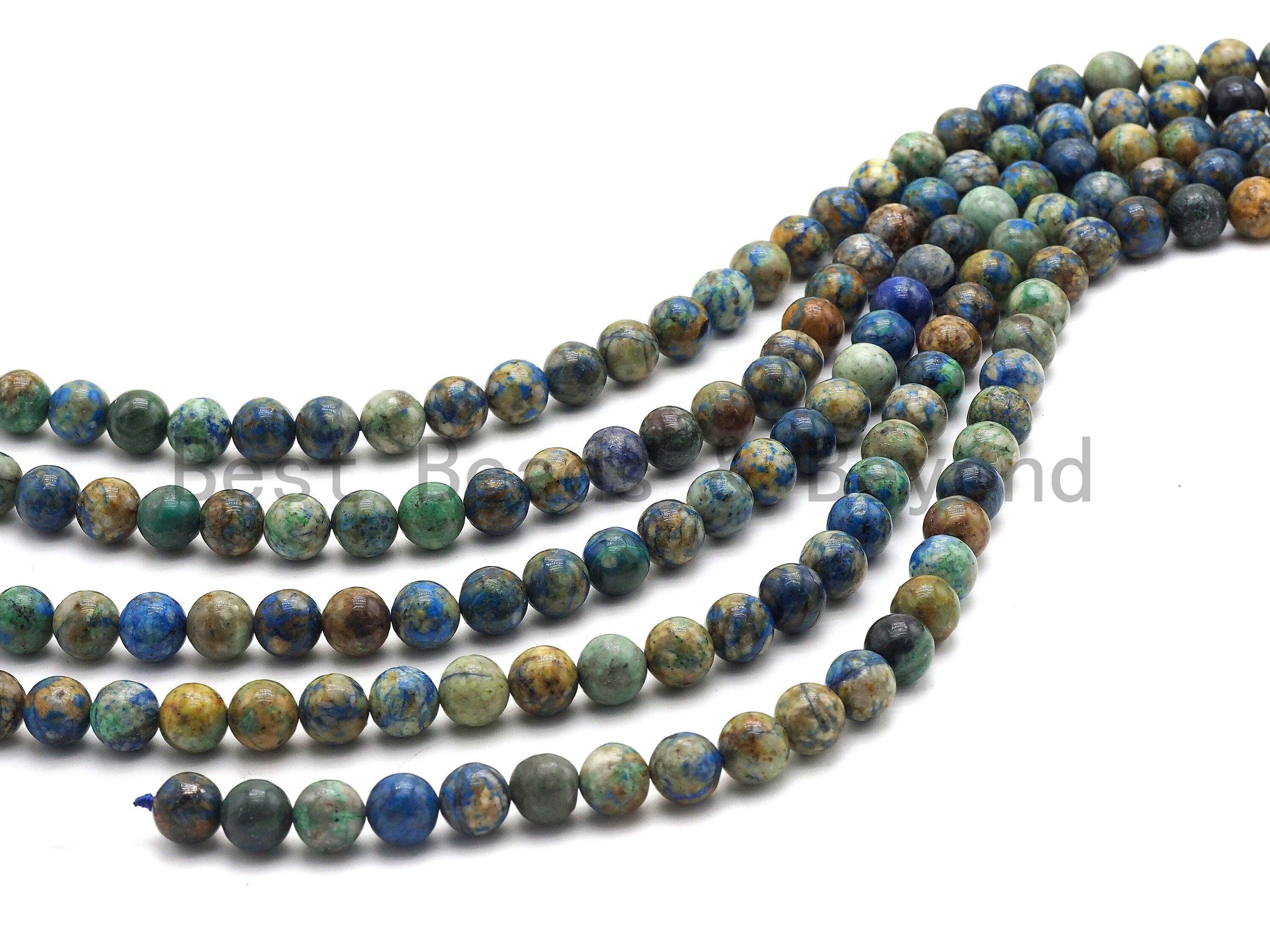 High Quality Natural Chryscolla Lapis Round Smooth Beads,6mm/8mm/10mm/12mm beads,Green Blue Brown Gemstone, 15.5inch strand, SKU#U433