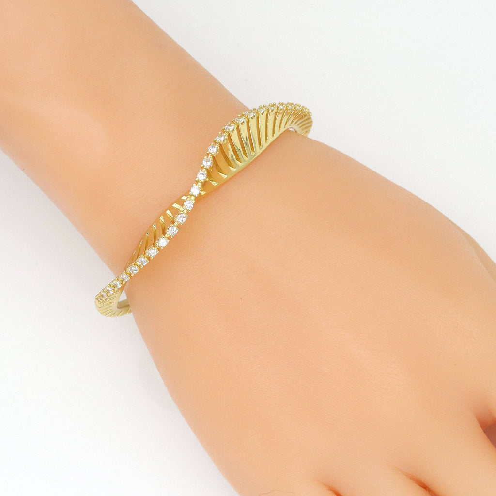 Gold Silver Swirl Wave Adjustable Bracelet, Sku#A420
