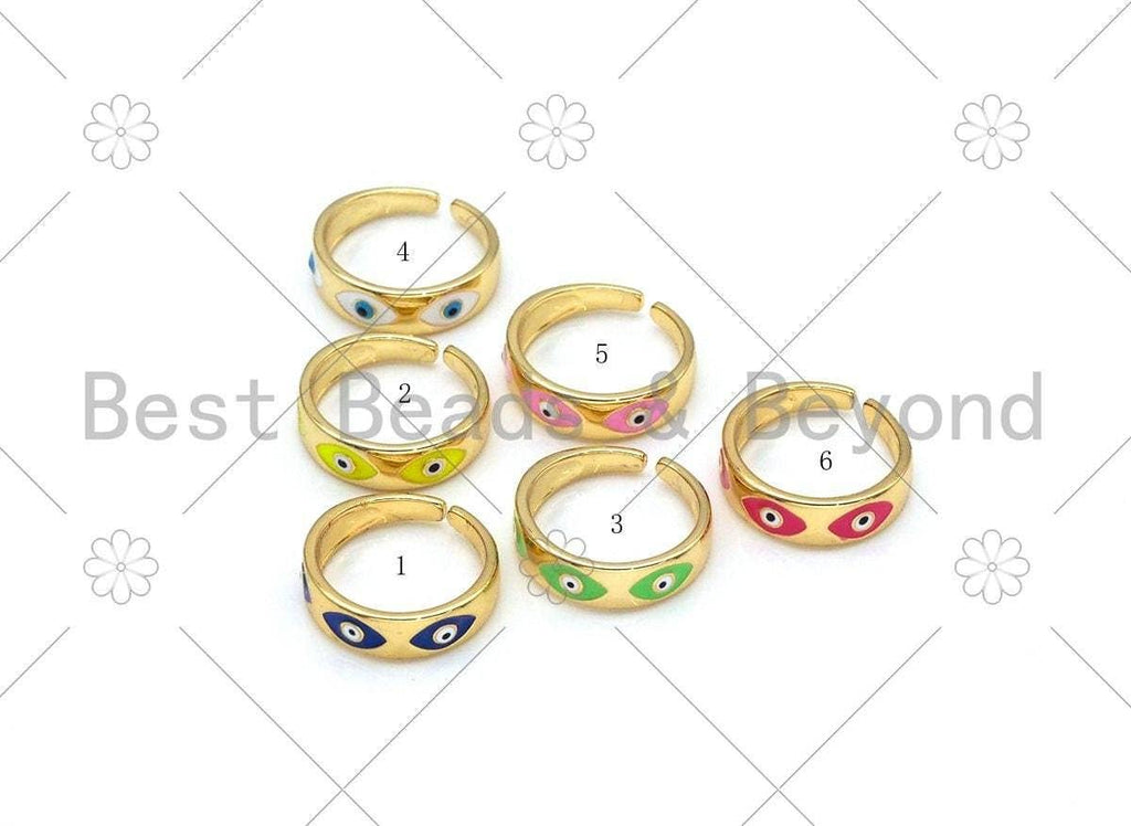 Colorful Enamel Evil Eye Shape Adjustable Ring,Sku#LD149