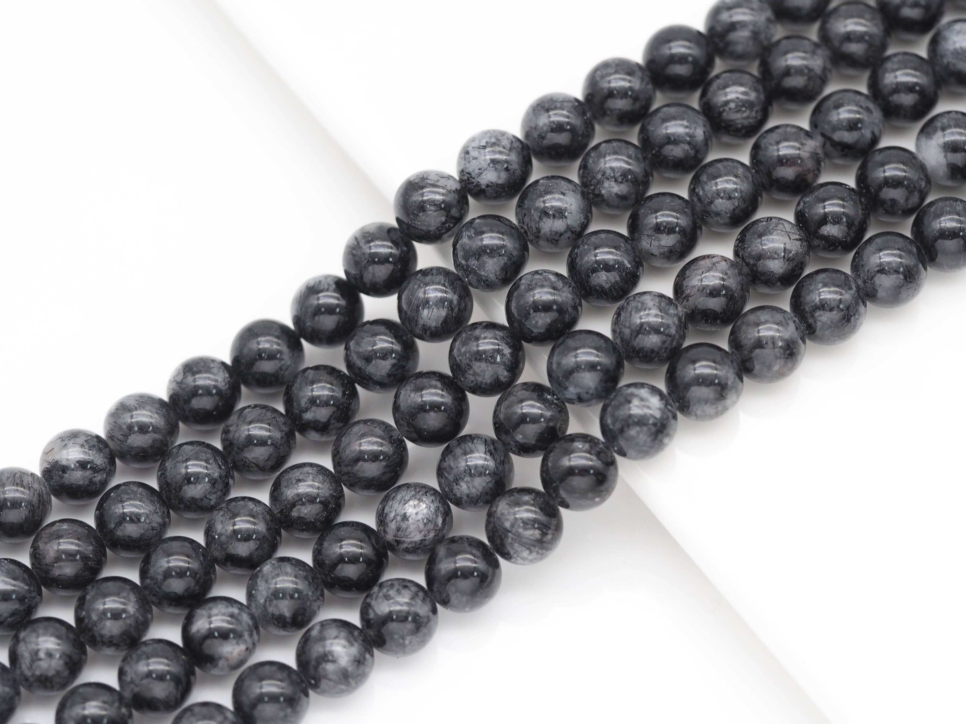 Top Quality Genuine Tourmalated Quartz Round Smooth Beads, Sku#U1371