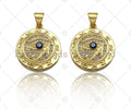18k Dainty Gold Enamel Evil Eye On Round Coin Shape Charms, Dainty Charms, Gold Pendant, Necklace Charms, 18x20mm, Sku#LK169